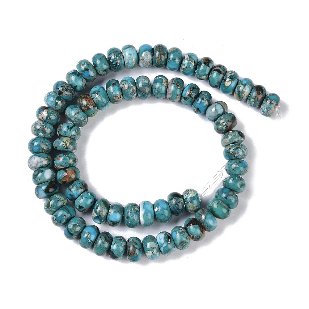 Dyed Imperial Jasper Beads Strands Rondelle Light Sea Green 10x6mm Hole: 1.5mm 68pcs/strand 15.75''(40cm)