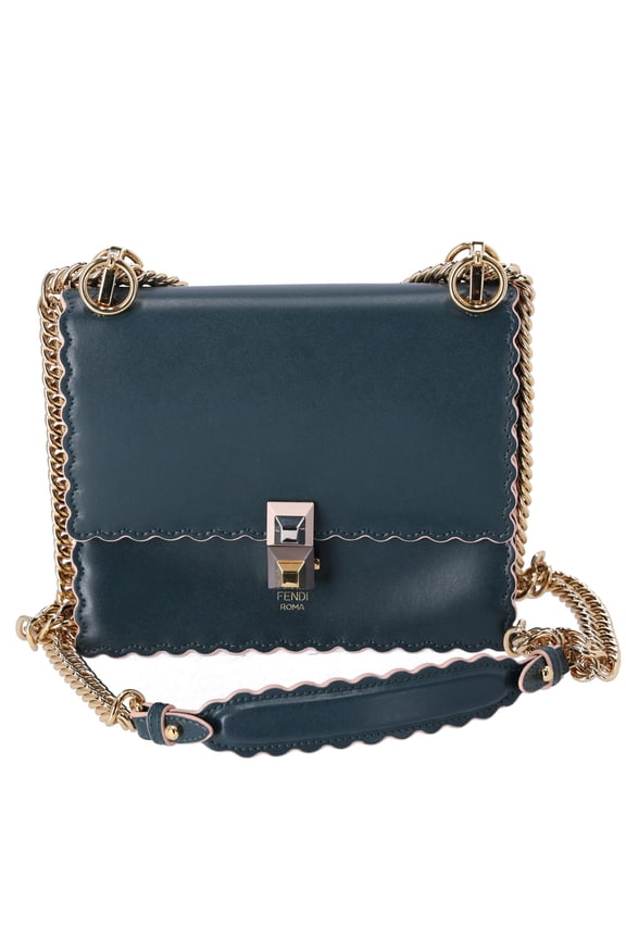 Pre-Owned FENDI Mini Kan I Shoulder Bag 8M0381-A18Q Green Leather