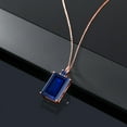 thumbnail image 4 of Gem Stone King 18K Rose Gold Plated Silver Blue Created Sapphire Pendant Necklace for Women (17.75 Cttw, Emerald Cut 18X13MM, With 18 inch Silver Chain), 4 of 4