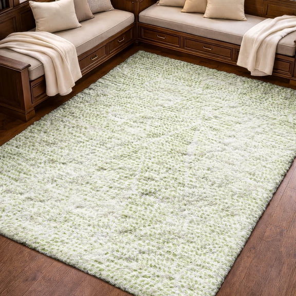 Addison Rugs Dream Shag Premium Machine Washable Transitional Diamond Aloe Rectangle Rug, 10' x 14'