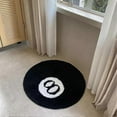 thumbnail image 2 of Black Area Rug,billiard Pool Eight Ball Carpet,8 Ball Soft & Fluffy Black Rug Bedroom Decor,black Circle Rugs For Living Room Home Decor, 2 of 5