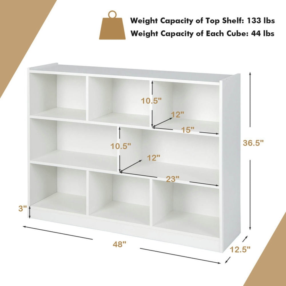 Demi Bonn 3-Tier Open Bookcase, 8-Cube Floor Standing Storage Shelves Display Cabinet, Free-standing Bookshelf, White