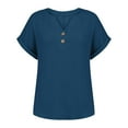 thumbnail image 5 of DuoJiaJ Stylish Women Shirts For Everyday Wear Casual V Neck Solid Tops Ideal For Summer Pairing With Jeans Or Relaxed Pants Women's Casual Shirts Blue M, 5 of 5