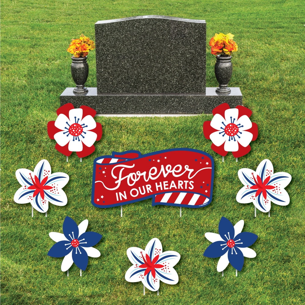 Veteran Memorial Yard Sign Outdoor Lawn Cemetery Grave Decorations Memorial Cemetery Yard Signs Set Of 8 Walmart Com Walmart Com