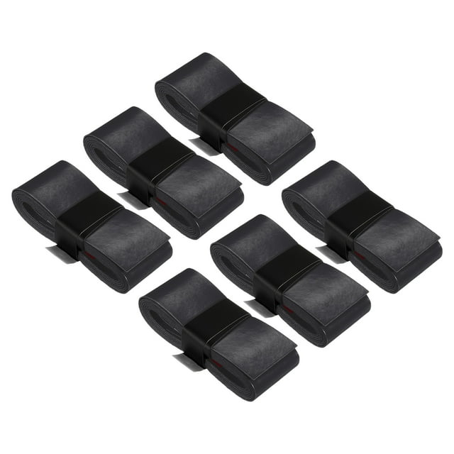 Unique Bargains 43.3' Absorb Sweat Non-Slip PU Tennis Racket Overgrip Tape Wraps Black 6 Pack