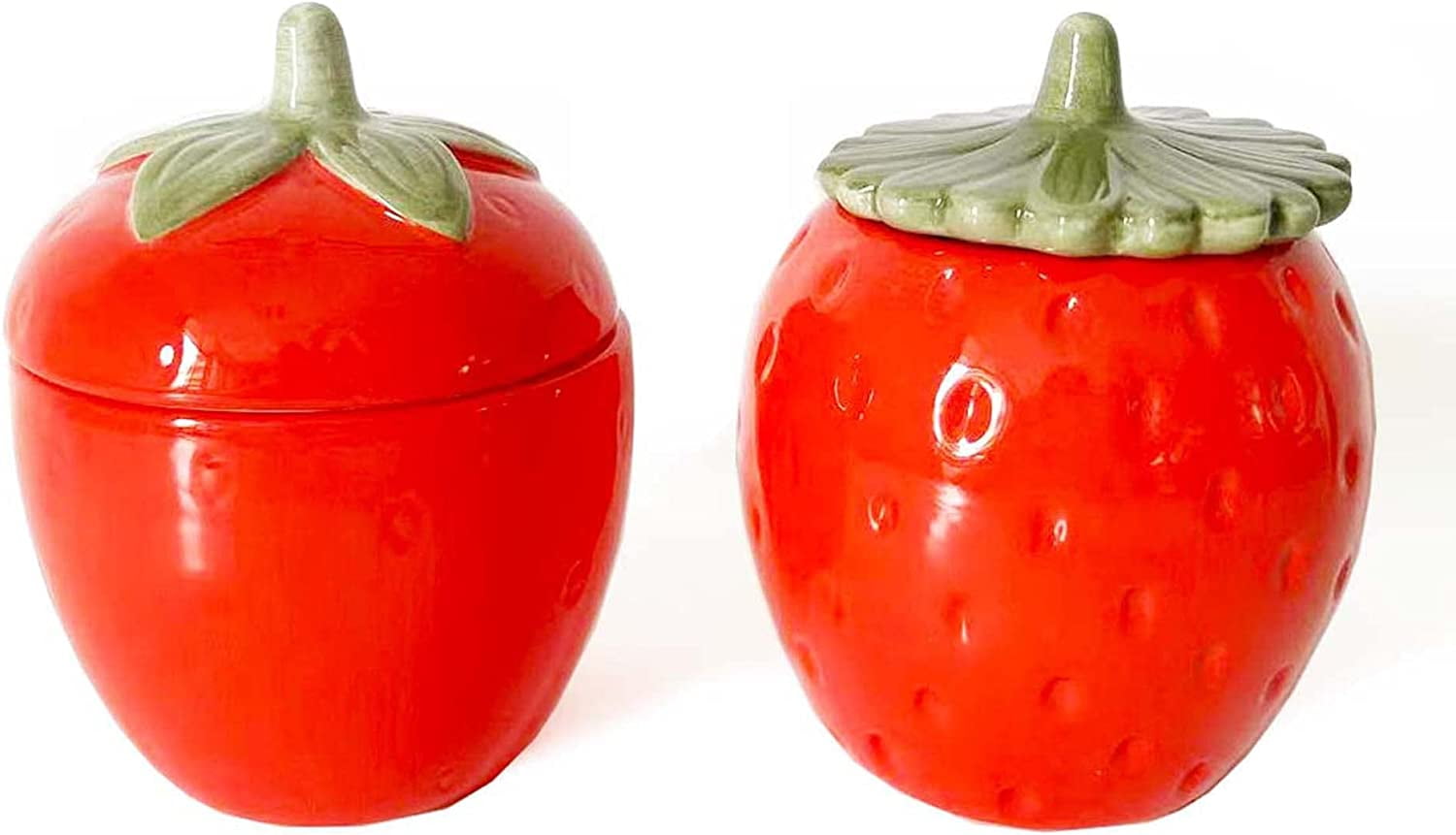 First of a Kind Summer Strawberry Ceramic Jars With Lids, Set of 2