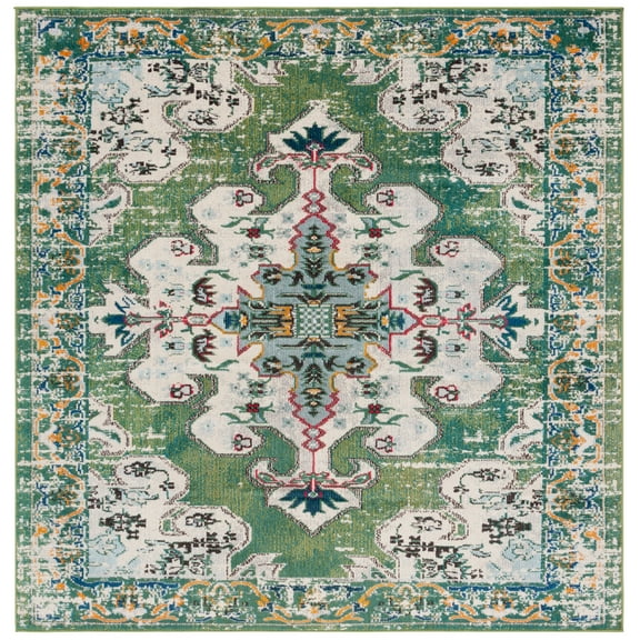 SAFAVIEH Madison Richmal Oriental Area Rug, Green/Aqua, 6'7" x 6'7" Square