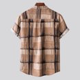 thumbnail image 5 of QUINDOS Button Down Hawaiian Button up Shirt Casual Short Sleeve Summer Cotton Linen Shirts Loose Vacation Plaid Beach Shirts, 5 of 8