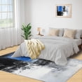 Abstract Art Rugs for Bedroom, Modern Geometric Area Rug, Blue Black ...
