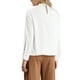 thumbnail image 3 of INSPIRAR CHIC Blusa de satén de cuello alto para mujer, de manga larga, con frente plisado, para trabajo y oficina, color blanco, 3 of 5