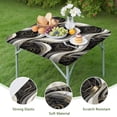 thumbnail image 4 of Black White Gold Marble Pattern Square Fitted Tablecloth with Elastic Edge,Square Table Cover,Washable Elastic Table Cover for Home Kitchen Party Decor 36"x36", 4 of 6