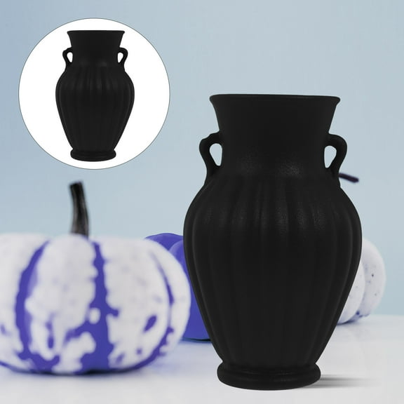 SEWCHICS 1Pc Black Ceramic Vase with Double Ears Decorative Flower Arrangement for Home Decor