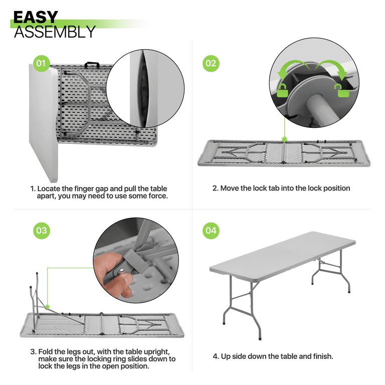 folding table closing with finger gaps safety grip, proper hand placement when folding table halves