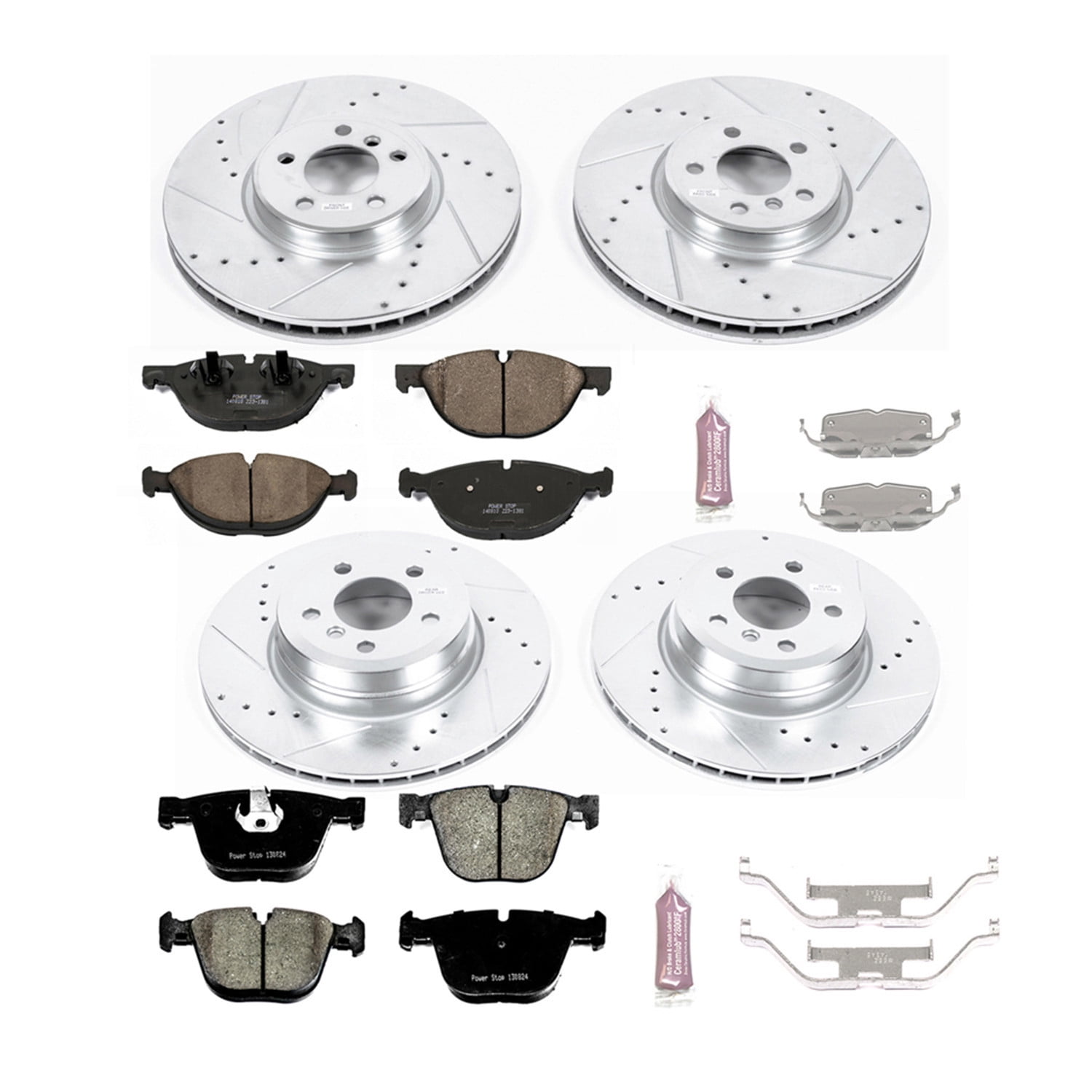 PowerStop Front and Rear Z23 Evolution Sport Carbon-Fiber Ceramic Brake Pad and Drilled & Slotted Rotor Kit Fits: BMW Select Models K6145