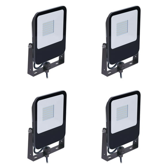 (quantity of 4) Philips  LED Flood Light PTF30-NW-G1-K-FL-8-BZ Slim Flood 28 watts 3200 lumens 4000K Knuckle and Yoke Mount Combination