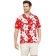 thumbnail image 7 of HAPPY BAY Men's Hawaiian Shirts Short Sleeve Button Down Shirt Floral Shirt Men Casual Vacation Summer Party Caribbean Shirts for Men Funny 3XL Allover Hibiscus, Red, 7 of 7