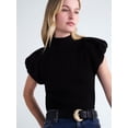 thumbnail image 4 of Scoop Women's Mock Neck Top with Bubble Cap Sleeves, Sizes XS-XXL, 4 of 5