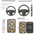 thumbnail image 3 of Yuyamidu Colorful Hippie Flowers Car Seat Cover Full Set of 13 Floral Steering Wheel Cover Seat Belt Cover Coaster Center Console Cover Lipstick Holder Key Chain Auto Interior Sets, 3 of 6