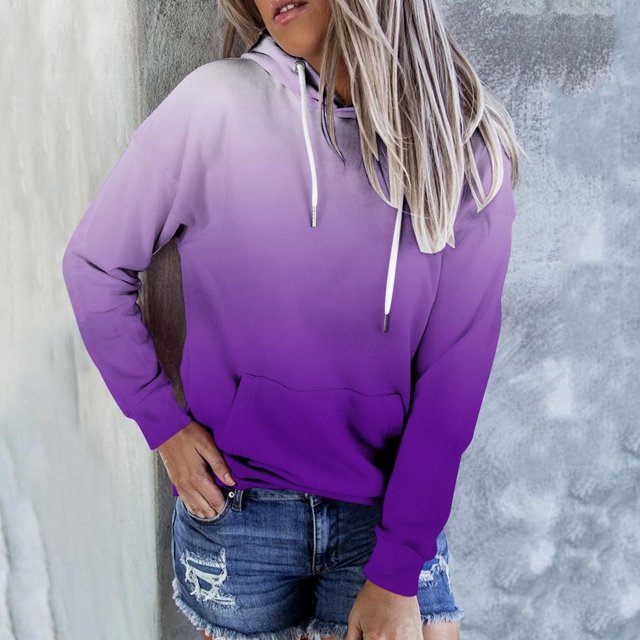 EQWLJWE Sweat à Capuche pour Femmes Imprimé Dégradé 3D avec Poche pour Halloween