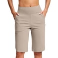 thumbnail image 6 of Women's High Waisted Yoga Shorts with Pockets 2026 Summer Casual Knee Length Comfy Breathable Workout Running Athletic Beach Shorts, 6 of 6