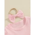 thumbnail image 5 of Hirigin Newborn Baby Girl Summer Clothes Short Sleeve Ribbed Mesh Romper Dress and Headband 0 3 6 12 18 Months Cute Outfits Set, 5 of 8