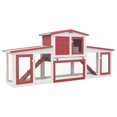 thumbnail image 1 of vidaXL Outdoor Large Rabbit Hutch Red and White 204x45x85 cm Wood, 1 of 5