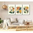 thumbnail image 4 of 3Pcs Watercolor Wildflower Canvas Wall art Minimalist Botanical Floral Wall Decor Picture abstract Colorful Flower Poster Prints Green Plants Artwork for Living Room Office Home Decoration,12x16in, 4 of 7