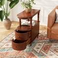 thumbnail image 6 of Slim End Table with 2 Storage Drawers, Retro Vintage Sofa Beside Table,Wood Narrow Telephone Table for Living Room,Saving-space,23.4“L x 11.4"W x 25.3"H No-Tools Assembly, Caramel Brown BG-A508-MG, 6 of 18