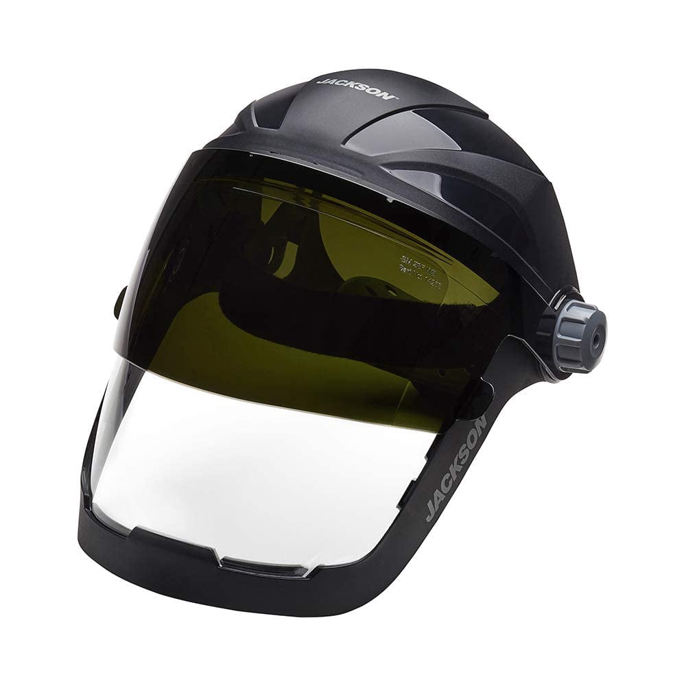 Jackson Safety Jackson Safety - Face Shield - QUAD 500 Premium Multi-Purpose Series - 9' x 12.125' x 0.060" Window - Clear AF with Shade 5 IR Flip Visor - 370 Speed Dial Headgear