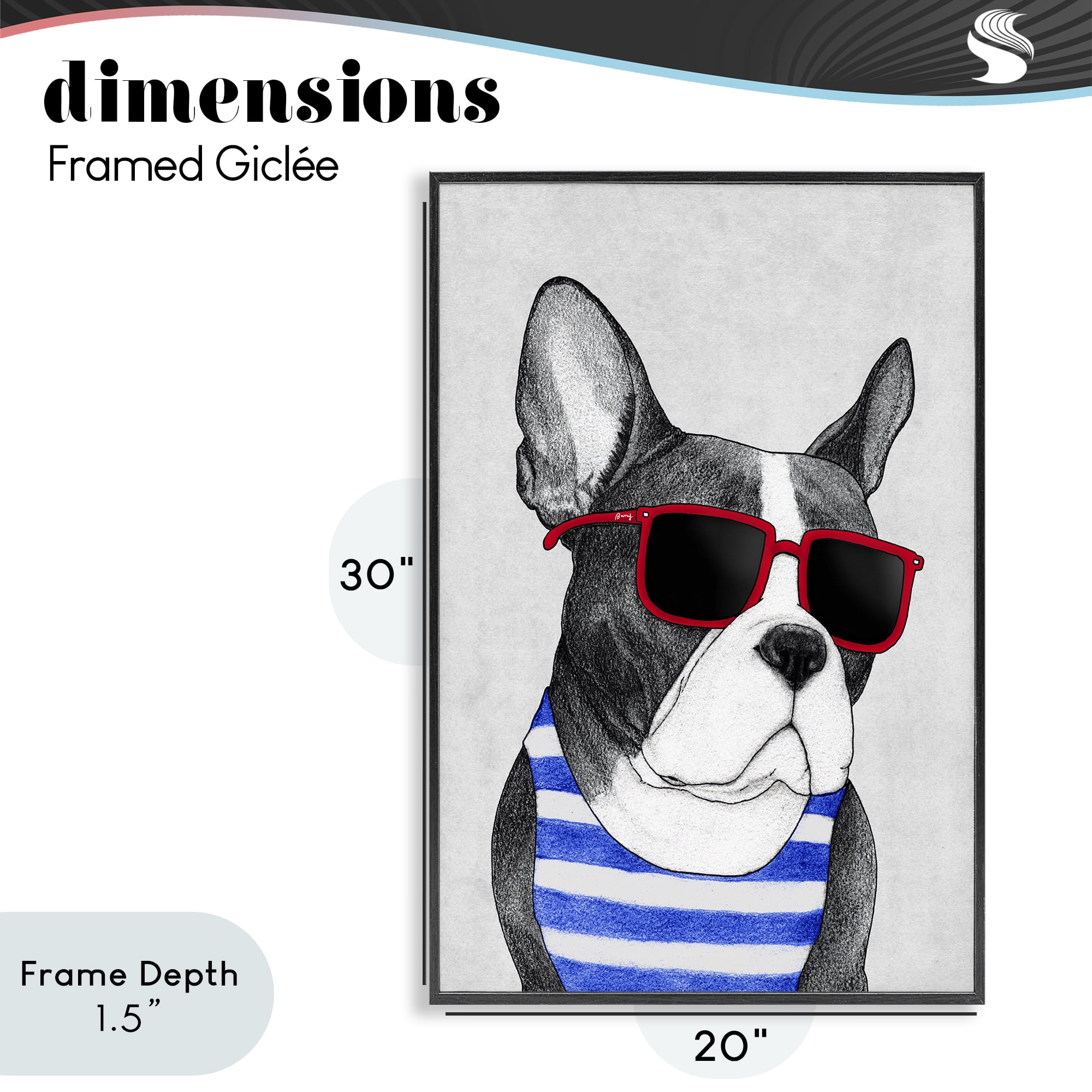 Stupell Industries Frenchie Summer Style Black Framed Giclee Art, design by Barruff