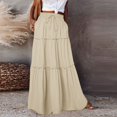 thumbnail image 3 of Xyxonk Womens Casual Elastic Long Maxi Skirts High Waist Tie Paisley Print Skirt Casual Fashion Pleated Long Skirts with Pockets Khaki M, 3 of 3