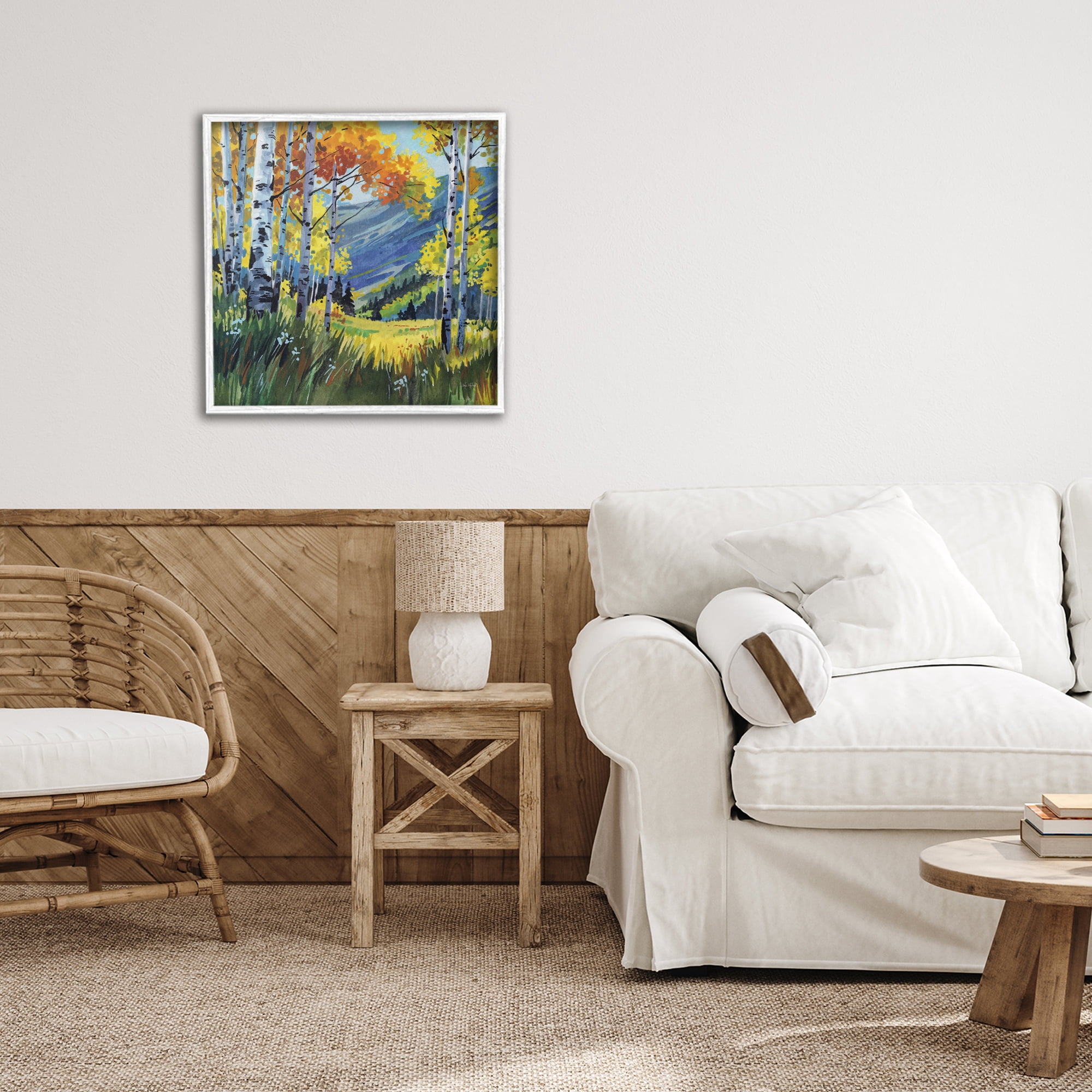 Stupell Industries Autumn Golden Birch Grove White Framed Giclee Art, design by Kate Jarvik Birch