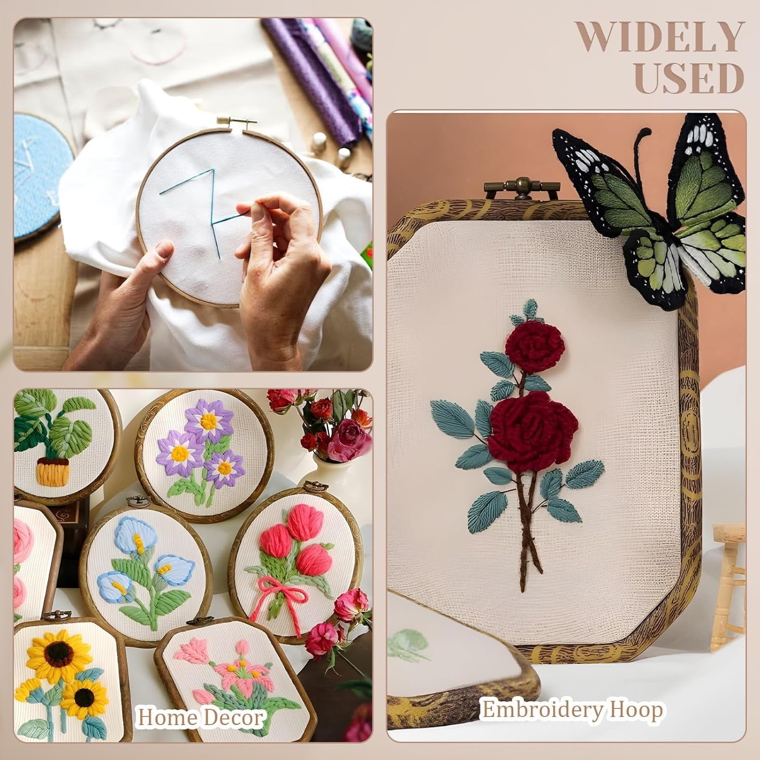 Topboutique 9 Pcs Embroidery Hoop Set Embroidery Frame Decorative Imitated Wood Display Frame Circle Oval Rectangle Octagonal Cross Stitch Hoop Ring Craft Sewing Hoops for DIY Embroidery Projects