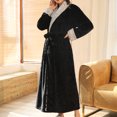 thumbnail image 2 of Defitshape Women's Flannel Long Bath Robe Winter Warm Pocket Fleece Fuzzy Plush Bathrobe Full Length Black X-Large, 2 of 4