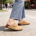 thumbnail image 3 of Litfun Suede Clogs for Women Cork Footbed Sandals Arch Support Potato Shoes with Adjustable Buckle, Brown, 3 of 8