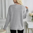 thumbnail image 4 of Women's Scoop V Neck Sweaters Solid Color Long Sleeve Lightweight Knitted Pullovers Casual Loose Fit Outfits Clothes, 4 of 4