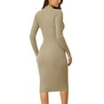 thumbnail image 4 of Hobemty Women's Bodycon Midi Dress Button Front Basic Knitted Sheath Dress, 4 of 6