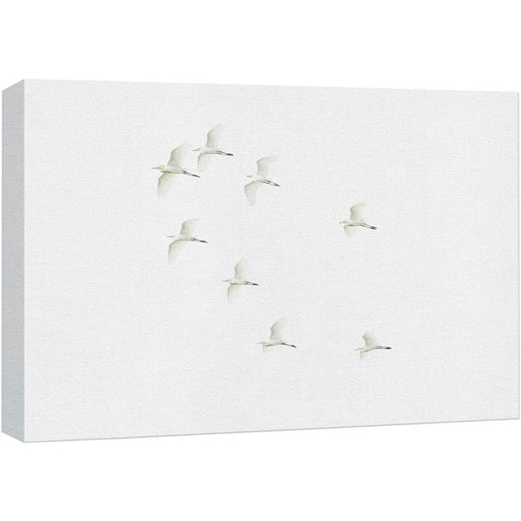 wall26 Canvas Print Wall Art Duotone White Gray Birds Flying in Sky Nature Animals Photography Realism Rustic Scenic Landscape Wilderness Zen Colorful for Living Room, Bedroom, Office - 12"x18&q
