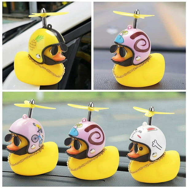 Petit canard jaune mignon pour voiture, avec hélice de casque, brise-vent,  décoration interne automobile