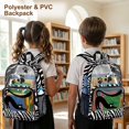 thumbnail image 4 of ZIATUBLES Clear Backpack Heavy Duty 17 Inch, Black Cat Paw Print Print Fabric & PVC Transparent Bookbag With Front & Side Pockets, Sturdy See Through Backpack for School Security, 4 of 7