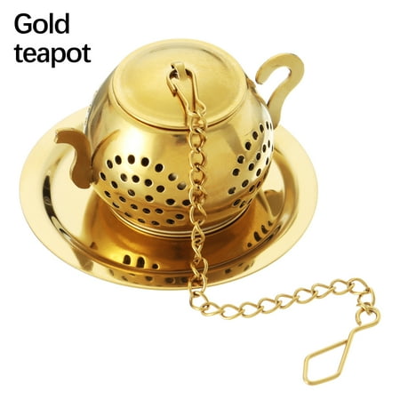 

Filter Tea Ball Steeper Loose Leaf Tea Strainer Teapot Tea Infuser Stainless Steel GOLD TEAPOT