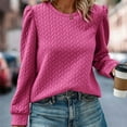 thumbnail image 2 of Baberdicy Womens Tops Women's Puff Long Sleeve Sweatshirts Crewneck Loose Pullover Tops Plus Size Tops for Women Hot Pink, 2 of 4