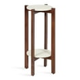 thumbnail image 1 of Kate and Laurel Moxley Midcentury Side Table, 12 x 12 x 24, White and Walnut Brown, Elegant End Table with Authentic Marble Tabletops for Display and Storage, 1 of 9