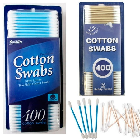 Makeup Ties - 400 Ct Cotton Swabs Double Tipped Applicator Q Tip Safety Ear Wax Makeup Remover