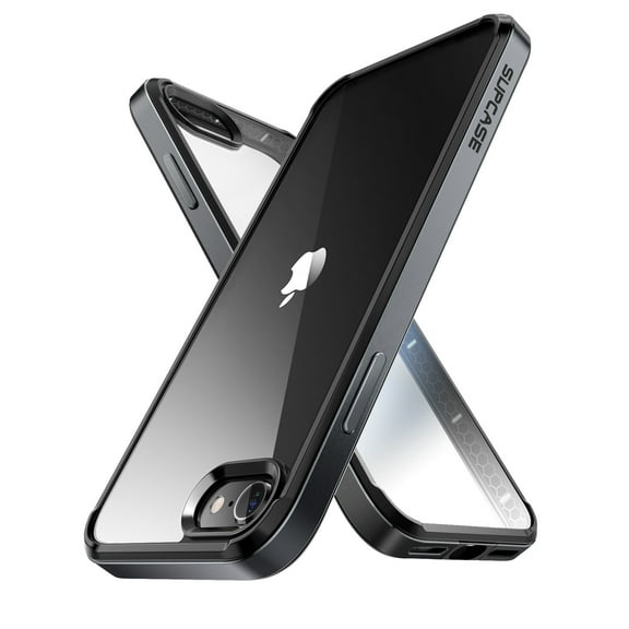 SUPCASE Unicorn Beetle Edge Series Case for iPhone SE (2020/2022) /iPhone 7 /iPhone 8, Slim Frame Clear Case with TPU Inner Bumper & Transparent Back (Black)