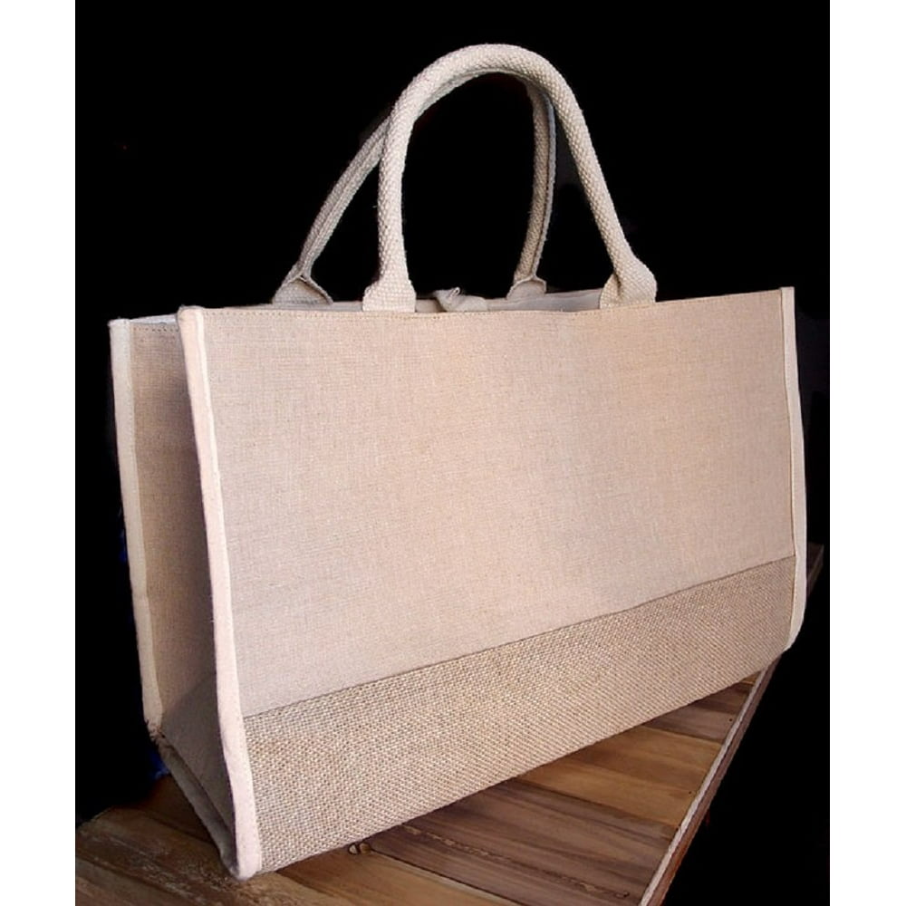 TBF Fashion Jute Blend  Cotton Tote  Bags  Gussetted Heavy 