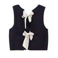 thumbnail image 1 of Gilet Tricoté Court Décontracté Automne et Hiver pour Femmes avec Nœud, 1 of 5