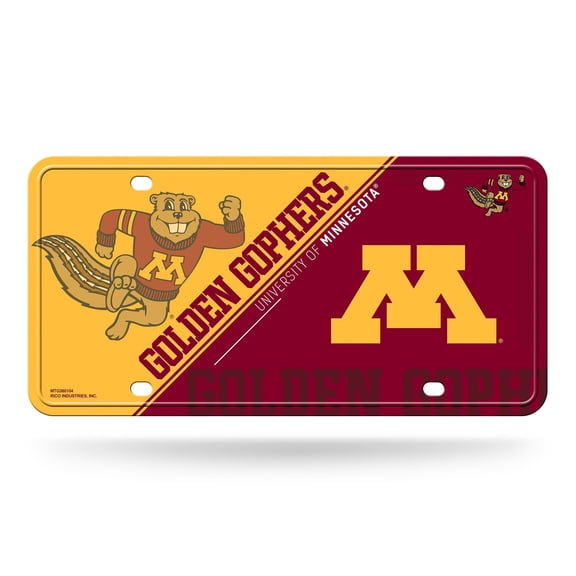 Minnesota NCAA Golden Gophers Multi-Color Standard 12x6 Metal License Plate Auto Tag