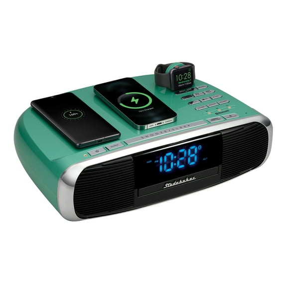 Studebaker Workstaton HiFi Music System with FM Radio, CD, and Qi Wireless Charging Station