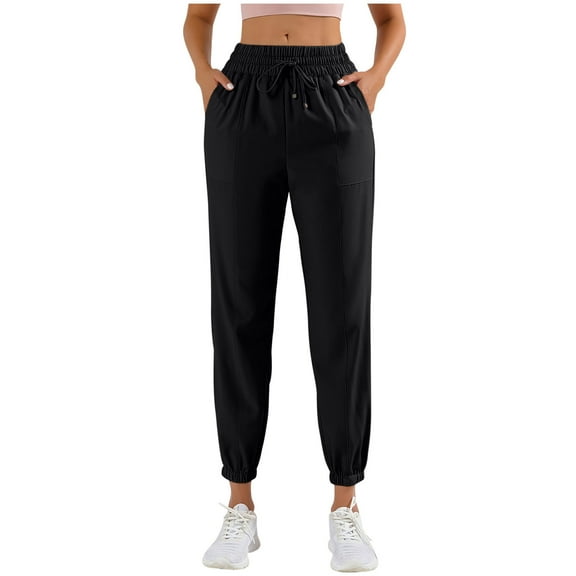 ZZwxWA Capris Pants for Women 2PCS Solid Elastic Waist Pocket Cropped Pants Casual Stretchy Stylish Pants for Spring Summer Women's Clothing up to 45% Off